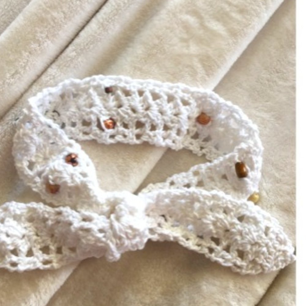 Hand Crafted Catalina Beaded Summer Headband - White